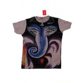 T-shirt etnica uomo Ganesh colorato - Grigia